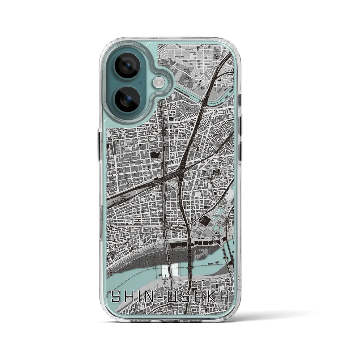 【新大阪（大阪府）】地図柄iPhoneケース（MagSafeタイプ）モノトーン・iPhone 16 Pro 用