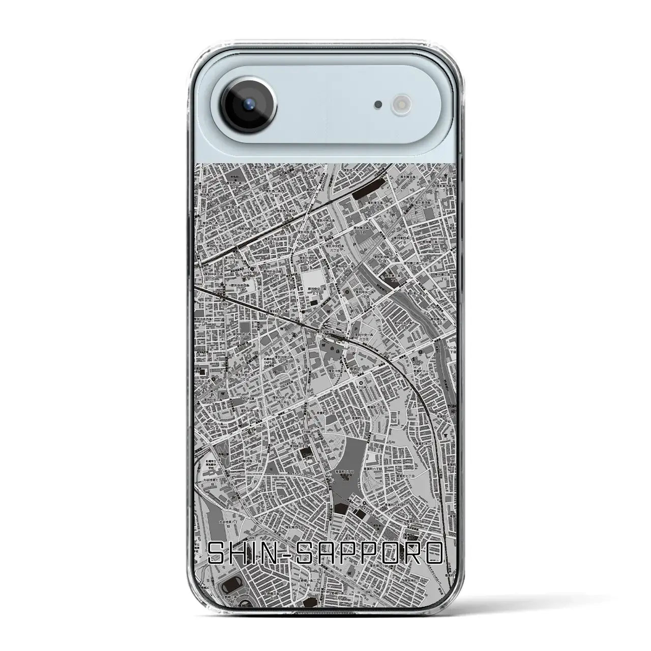 【新札幌（北海道）】地図柄iPhoneケース（クリアタイプ）モノトーン・iPhone 17 Pro Max 用