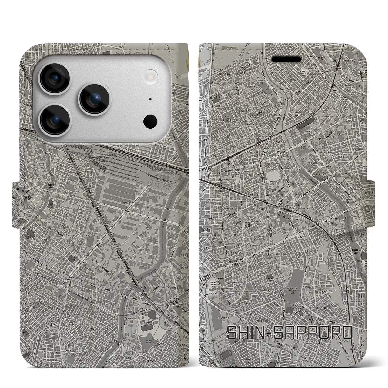 【新札幌（北海道）】地図柄iPhoneケース（手帳タイプ）