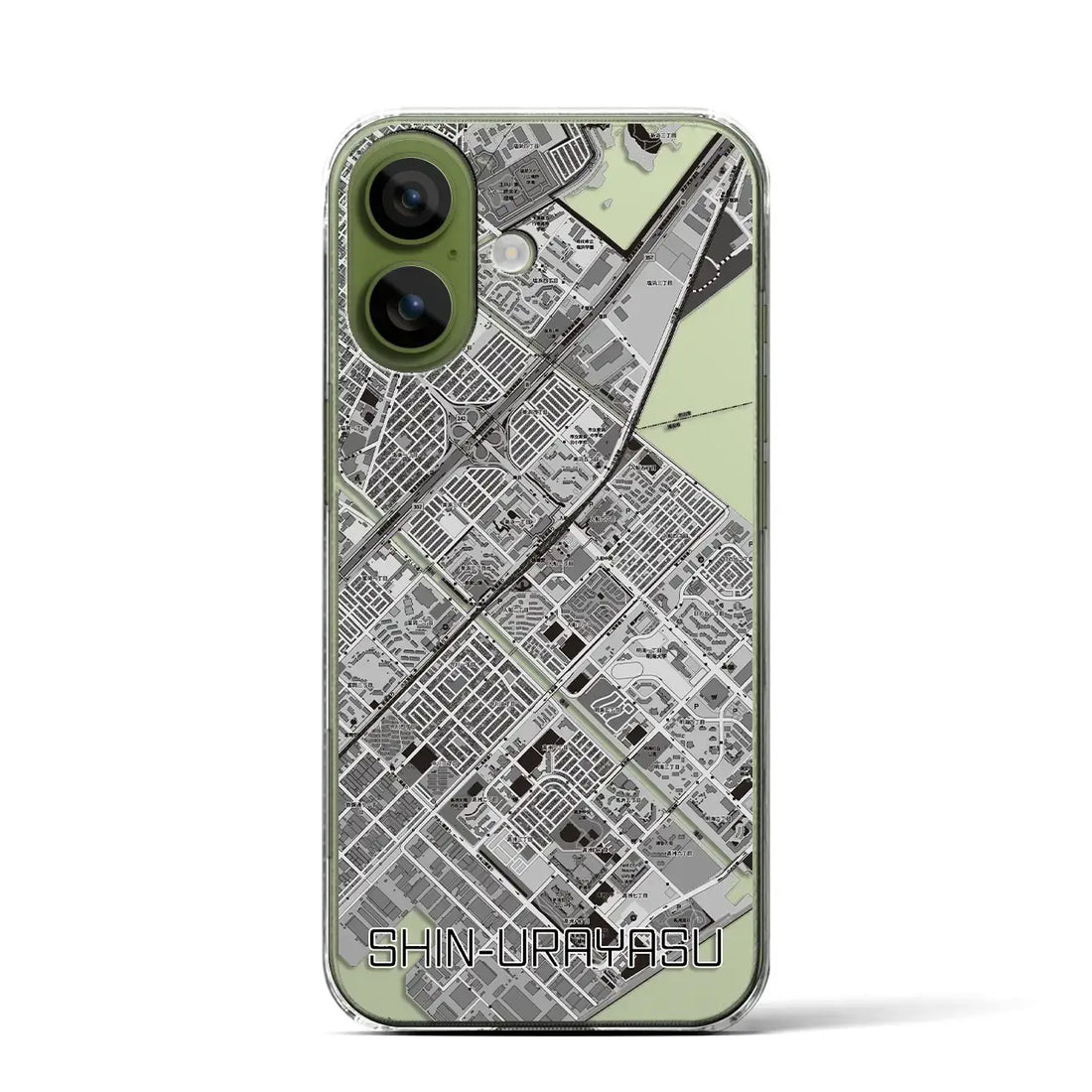 【新浦安（千葉県）】地図柄iPhoneケース（クリアタイプ）モノトーン・iPhone 17 Pro Max 用
