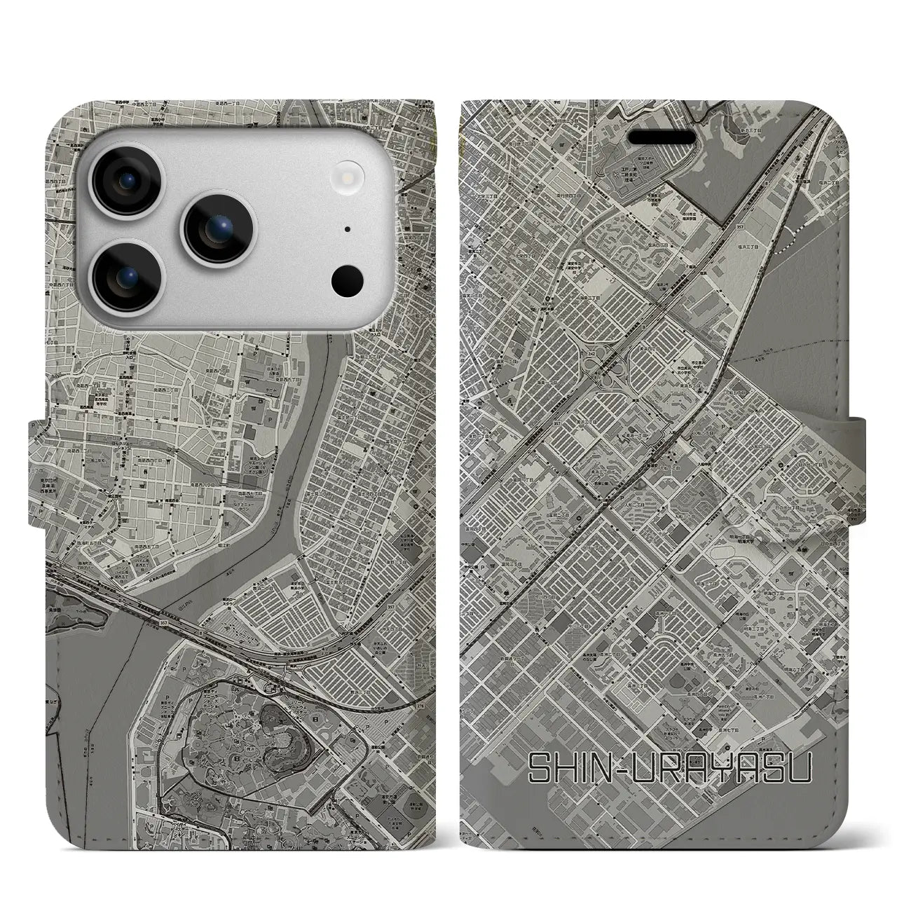 【新浦安（千葉県）】地図柄iPhoneケース（手帳タイプ）