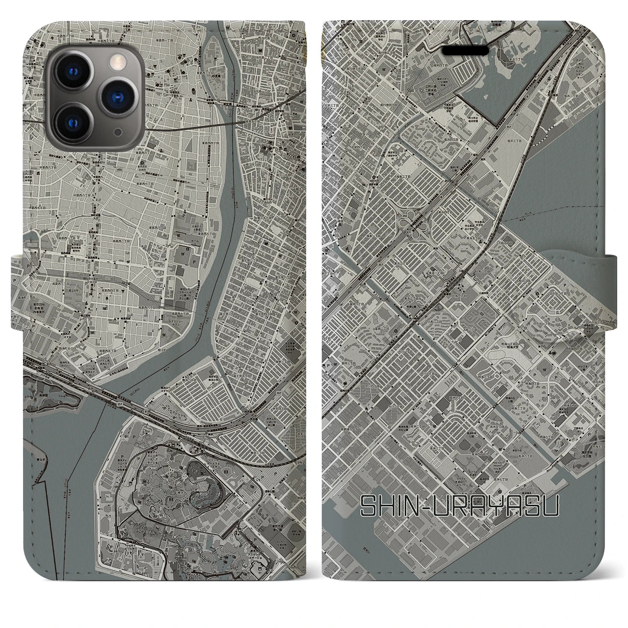 【新浦安（千葉県）】地図柄iPhoneケース（手帳タイプ）
