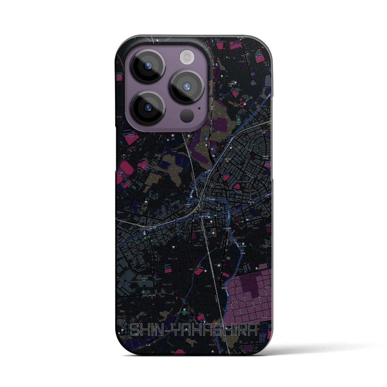 【新八柱】地図柄iPhoneケース（バックカバータイプ・ブラック）iPhone 14 Pro 用