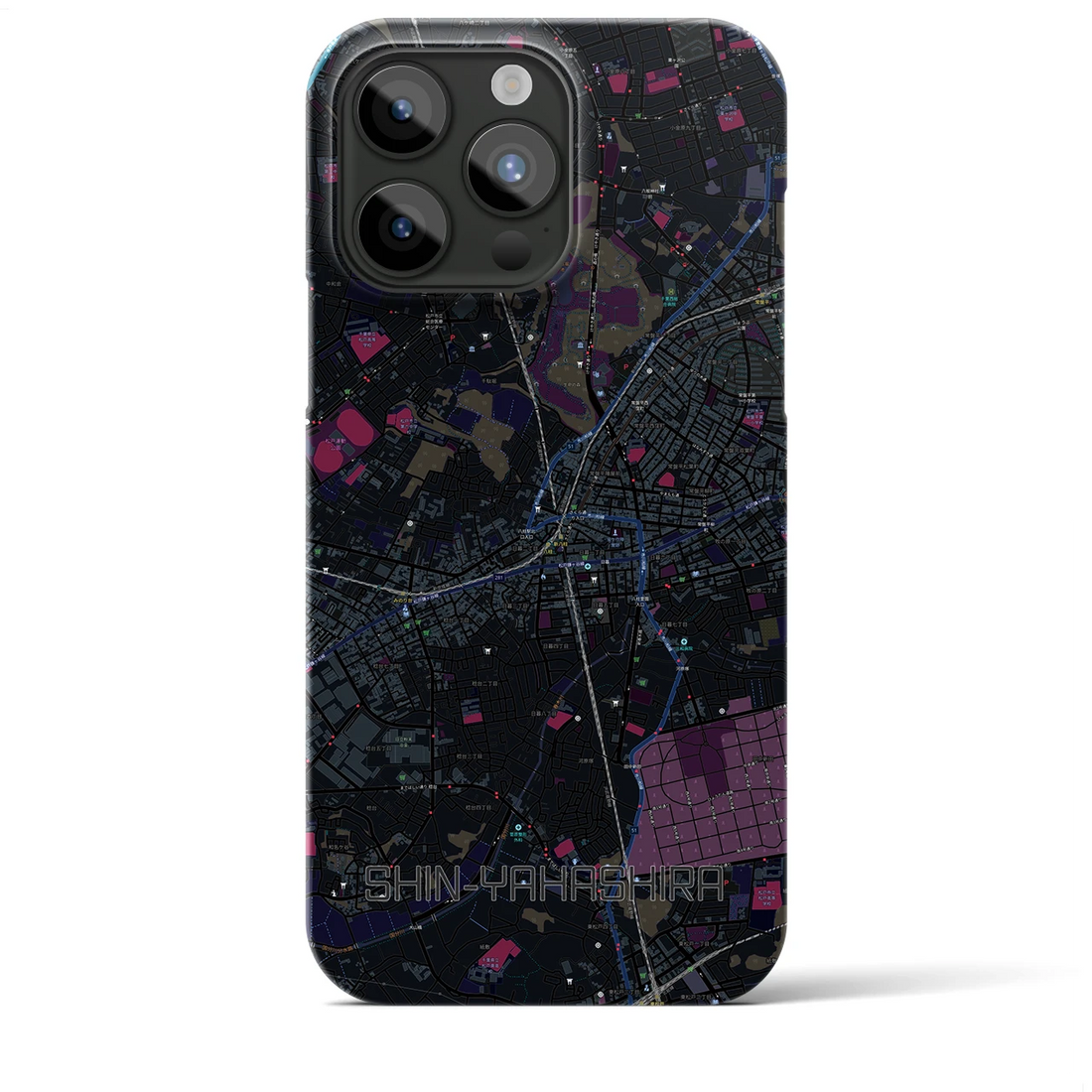 【新八柱】地図柄iPhoneケース（バックカバータイプ・ブラック）iPhone 15 Pro Max 用