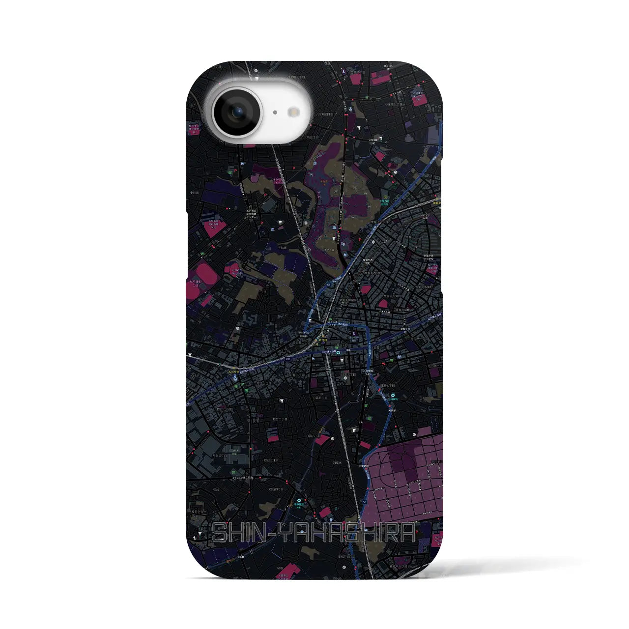 【新八柱（千葉県）】地図柄iPhoneケース（バックカバータイプ）