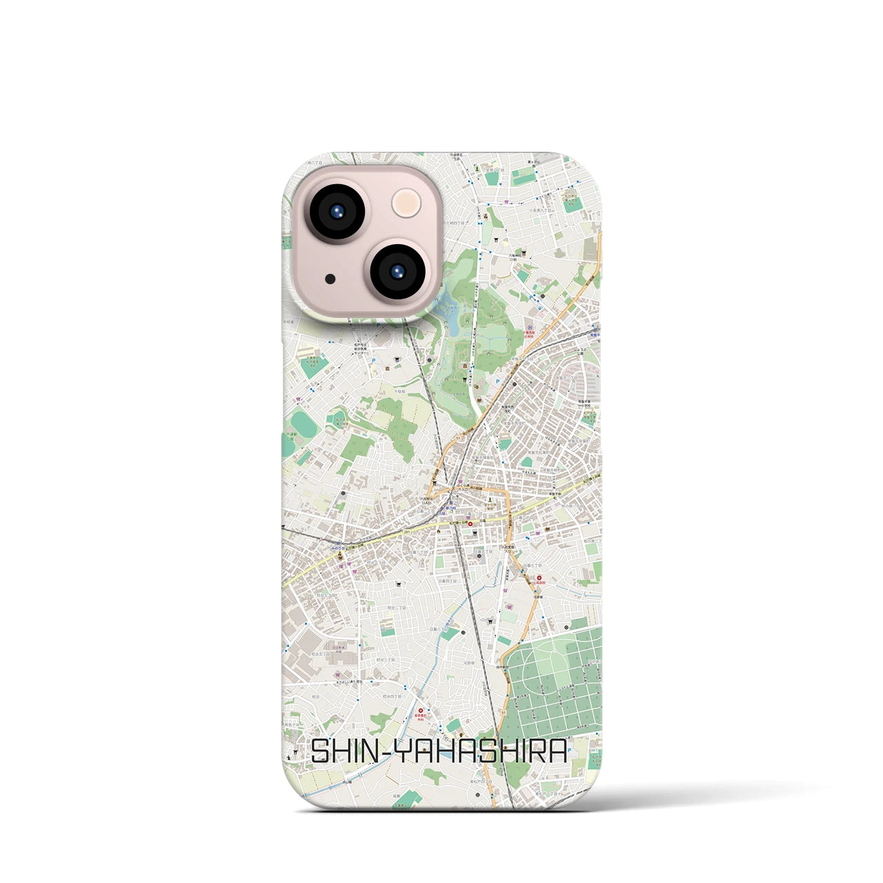 【新八柱】地図柄iPhoneケース（バックカバータイプ・ナチュラル）iPhone 13 mini 用