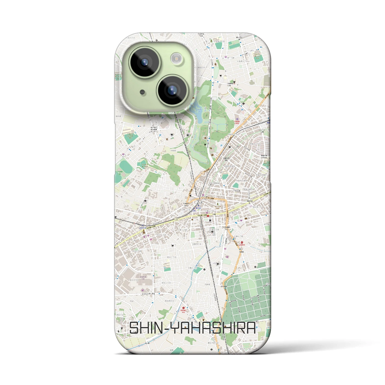 【新八柱】地図柄iPhoneケース（バックカバータイプ・ナチュラル）iPhone 15 用