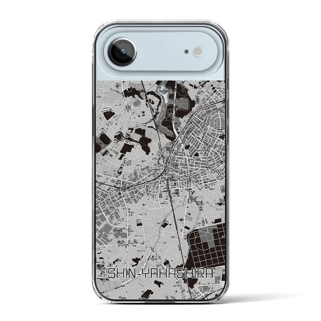 【新八柱(千葉県)】地図柄iPhoneケース(クリアタイプ)モノトーン・iPhone 17 Pro Max 用