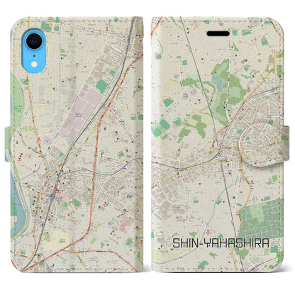 【新八柱（千葉県）】地図柄iPhoneケース（手帳タイプ）ナチュラル・iPhone XR 用