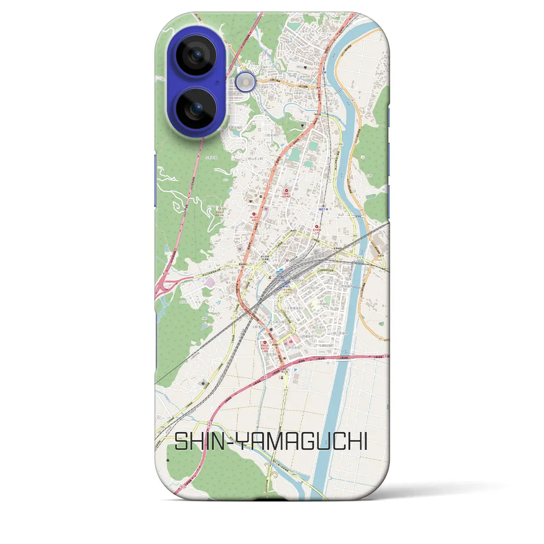 【新山口（山口県）】地図柄iPhoneケース（バックカバータイプ）ナチュラル・iPhone 16 Pro Max 用