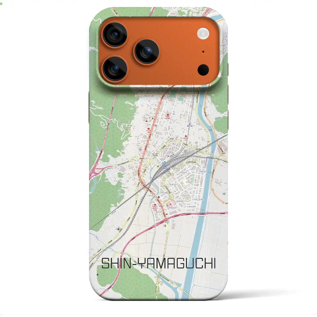 【新山口（山口県）】地図柄iPhoneケース（バックカバータイプ）ナチュラル・iPhone 17 Pro Max 用