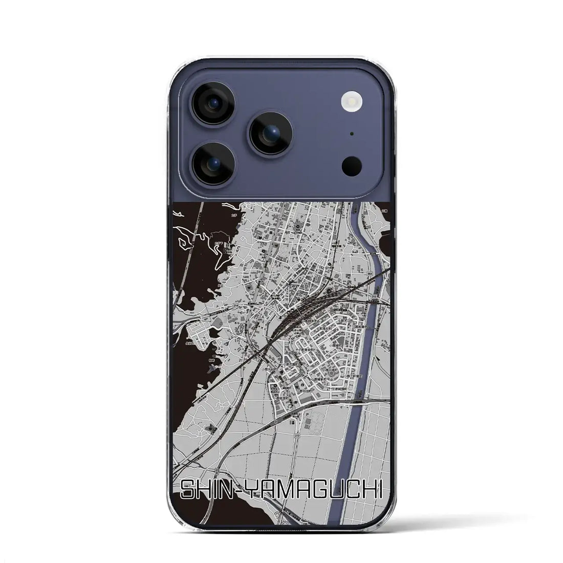 【新山口(山口県)】地図柄iPhoneケース(クリアタイプ)モノトーン・iPhone 17 Pro Max 用