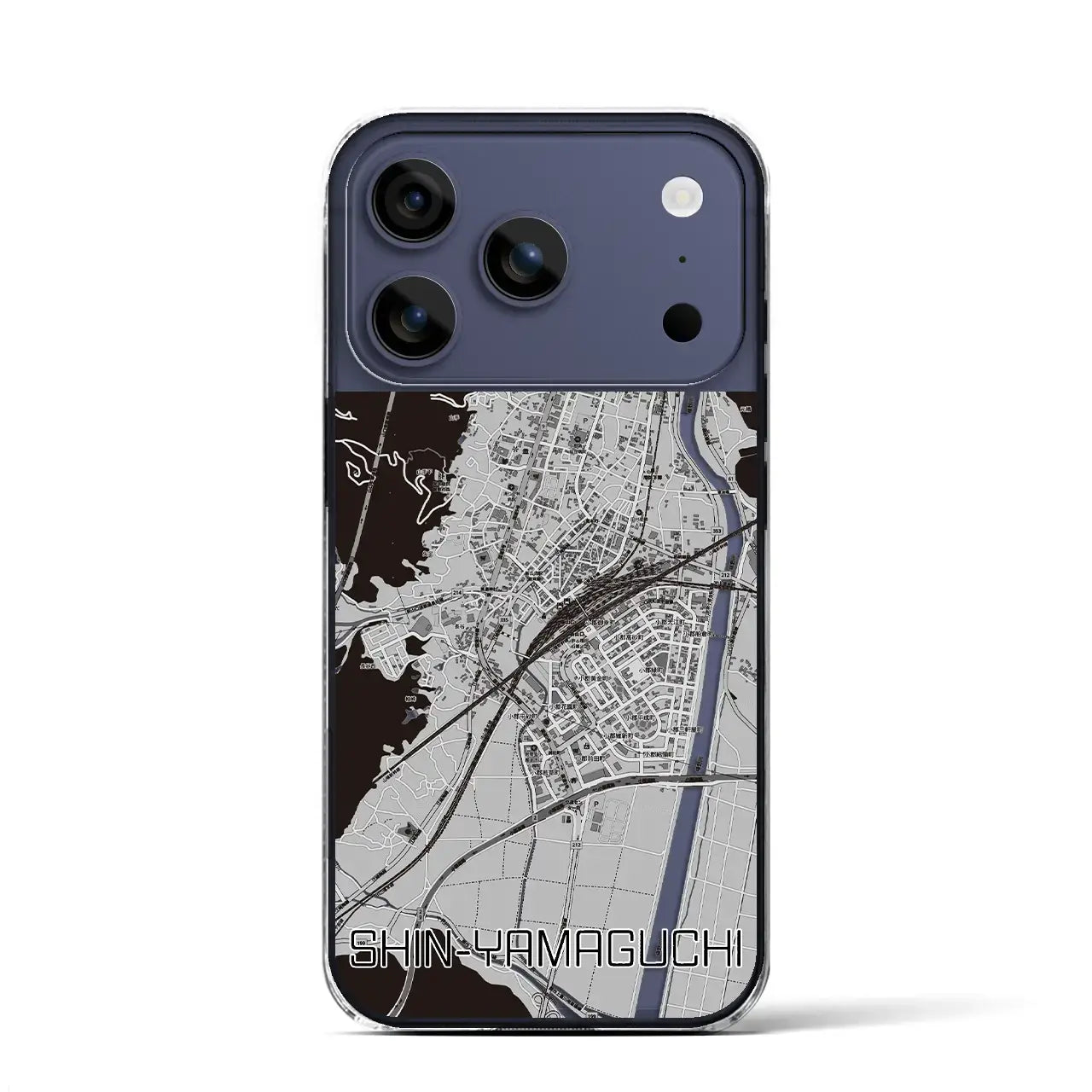 【新山口（山口県）】地図柄iPhoneケース（クリアタイプ）モノトーン・iPhone 17 Pro Max 用