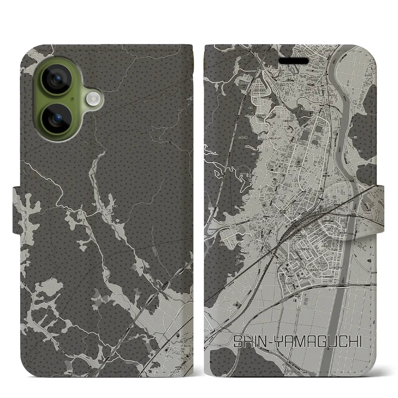 【新山口（山口県）】地図柄iPhoneケース（手帳タイプ）