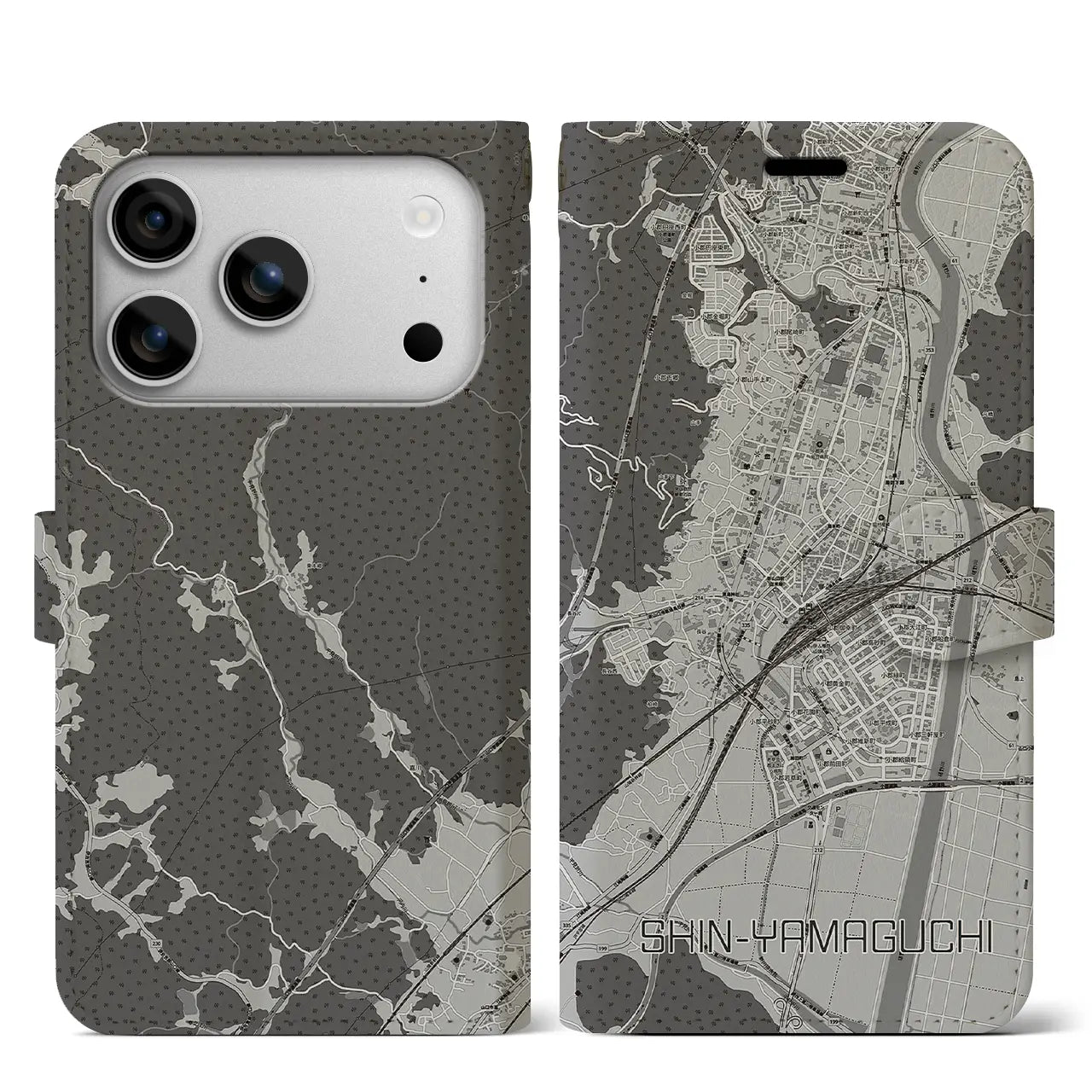 【新山口（山口県）】地図柄iPhoneケース（手帳タイプ）