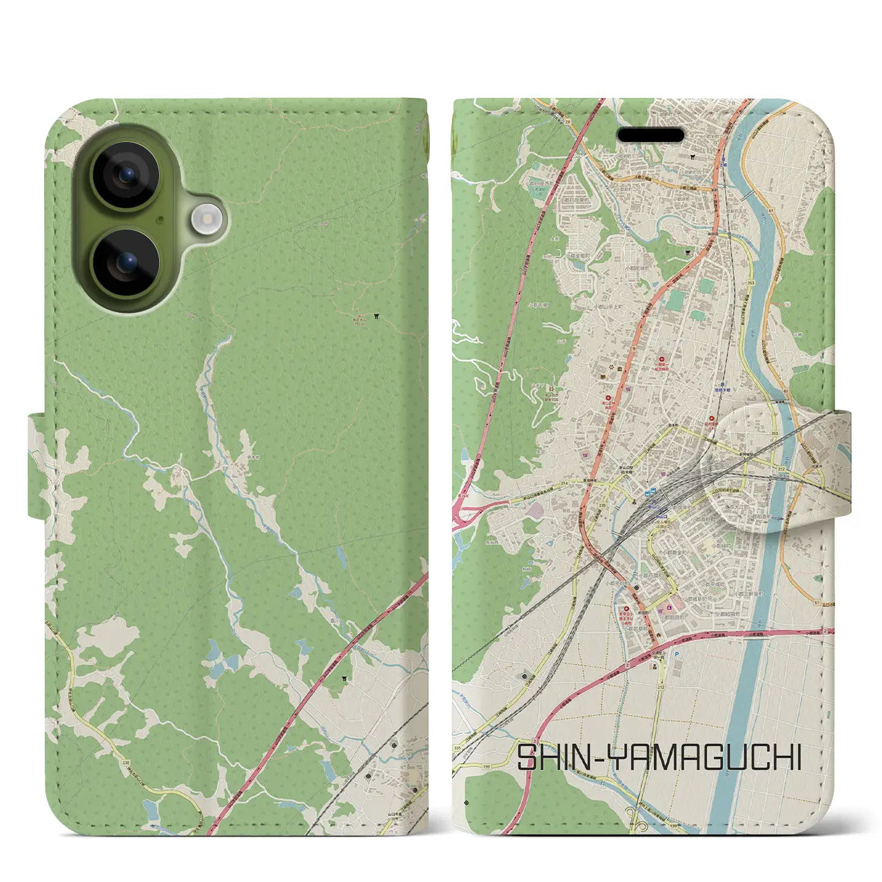 【新山口（山口県）】地図柄iPhoneケース（手帳タイプ）