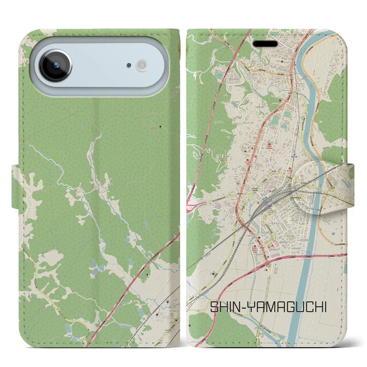 【新山口（山口県）】地図柄iPhoneケース（手帳タイプ）