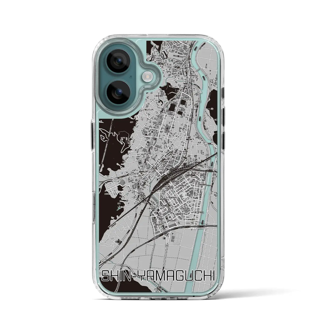 【新山口（山口県）】地図柄iPhoneケース（MagSafeタイプ）モノトーン・iPhone 16 Pro 用