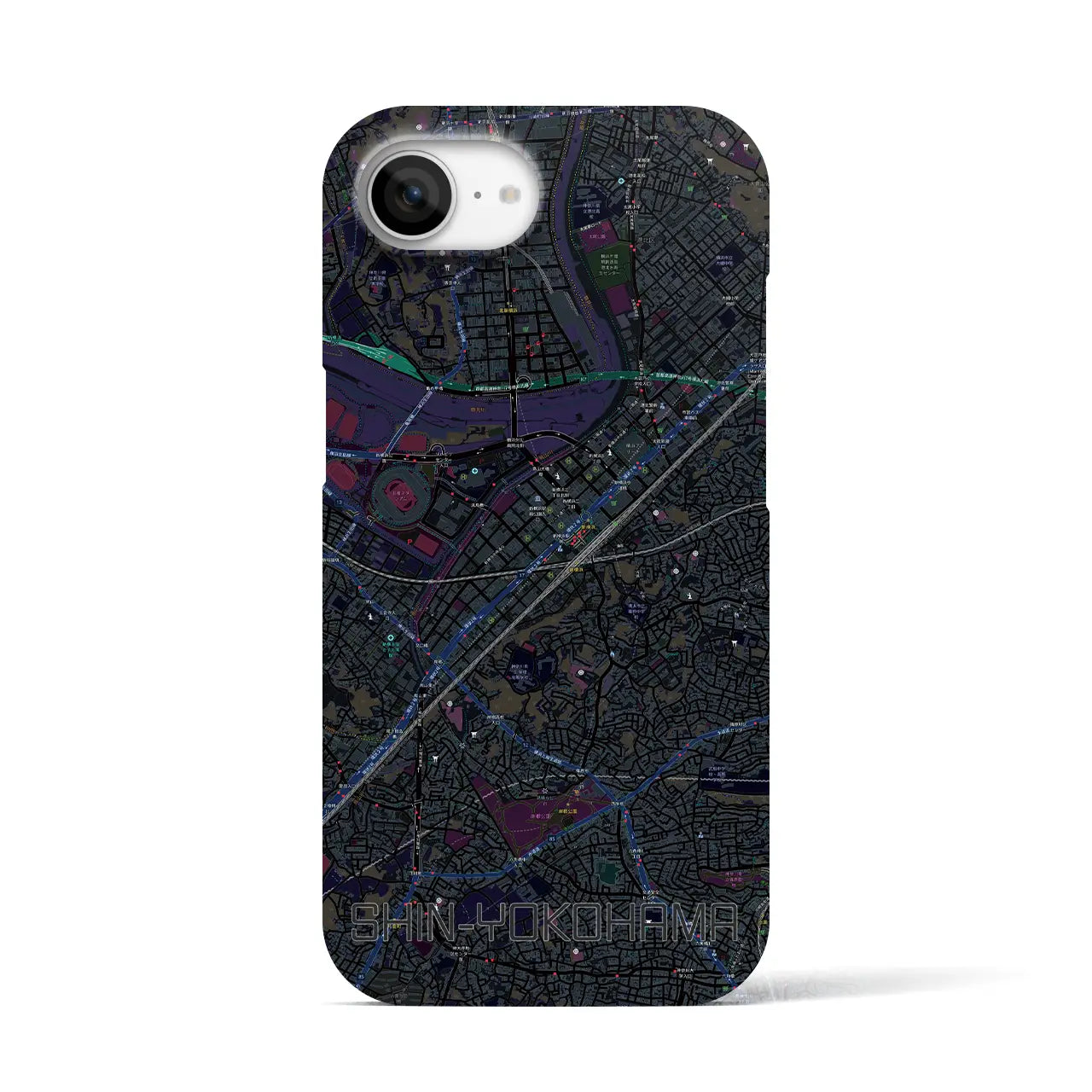 【新横浜（神奈川県）】地図柄iPhoneケース（バックカバータイプ）