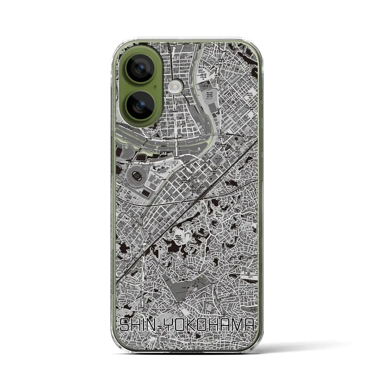 【新横浜（神奈川県）】地図柄iPhoneケース（クリアタイプ）モノトーン・iPhone 17 Pro Max 用