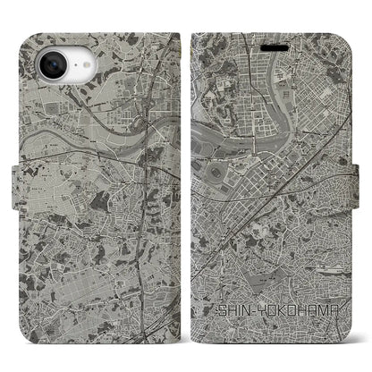 【新横浜（神奈川県）】地図柄iPhoneケース（手帳タイプ）