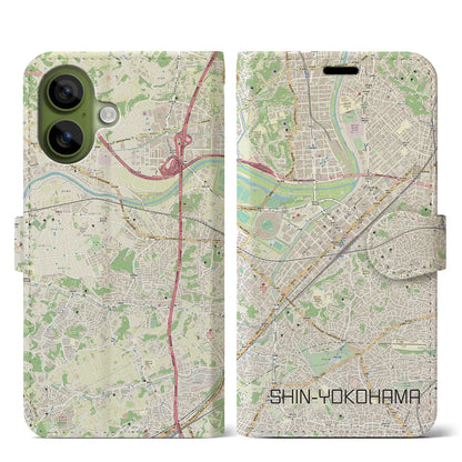 【新横浜（神奈川県）】地図柄iPhoneケース（手帳タイプ）