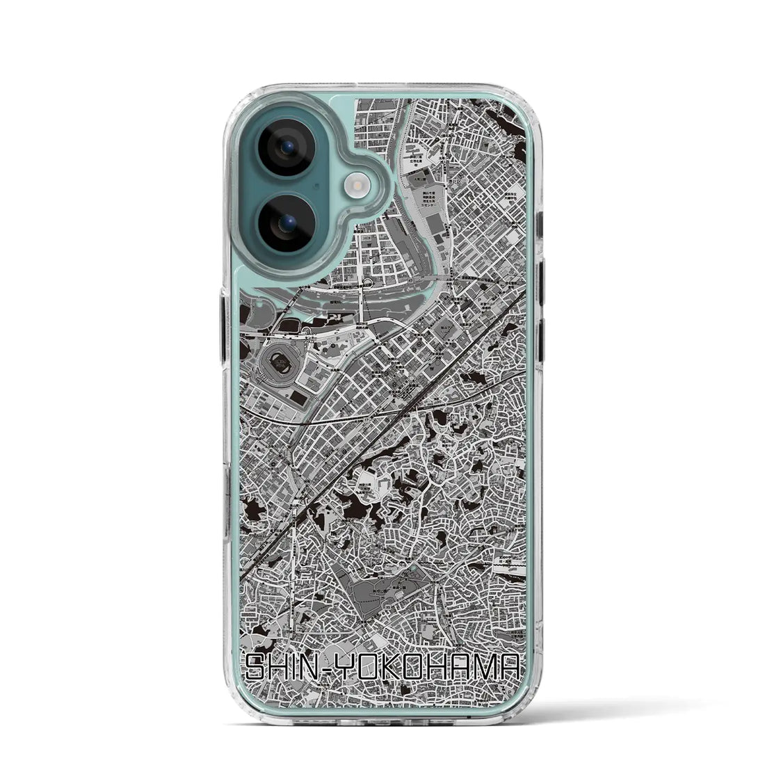 【新横浜（神奈川県）】地図柄iPhoneケース（MagSafeタイプ）モノトーン・iPhone 16 Pro 用