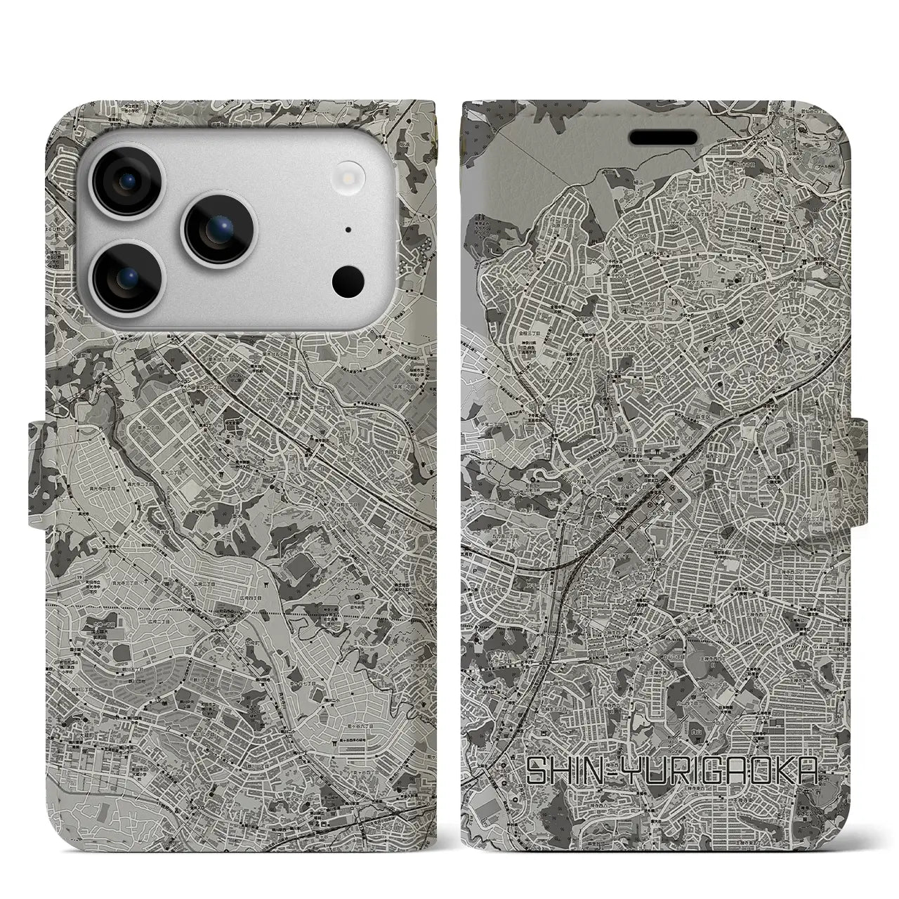 【新百合ヶ丘（神奈川県）】地図柄iPhoneケース（手帳タイプ）