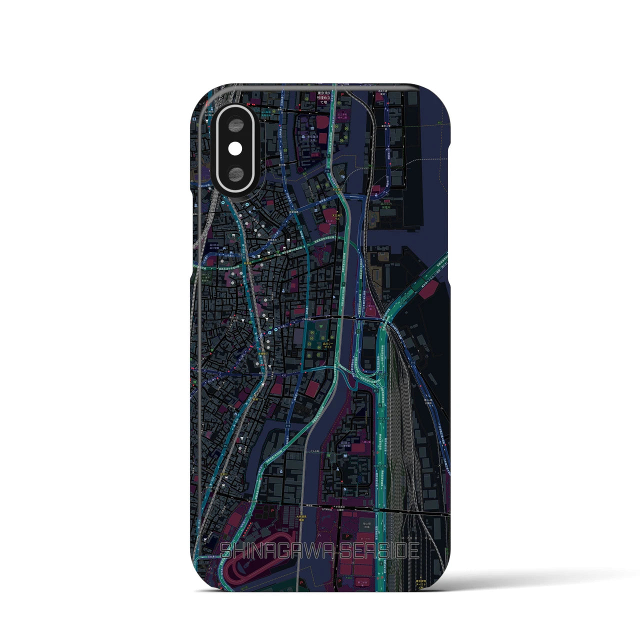 【品川シーサイド（東京都）】地図柄iPhoneケース（バックカバータイプ）