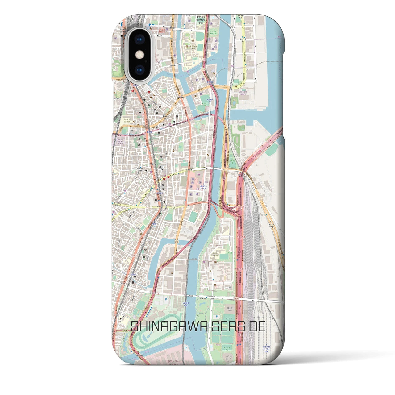 【品川シーサイド（東京都）】地図柄iPhoneケース（バックカバータイプ）