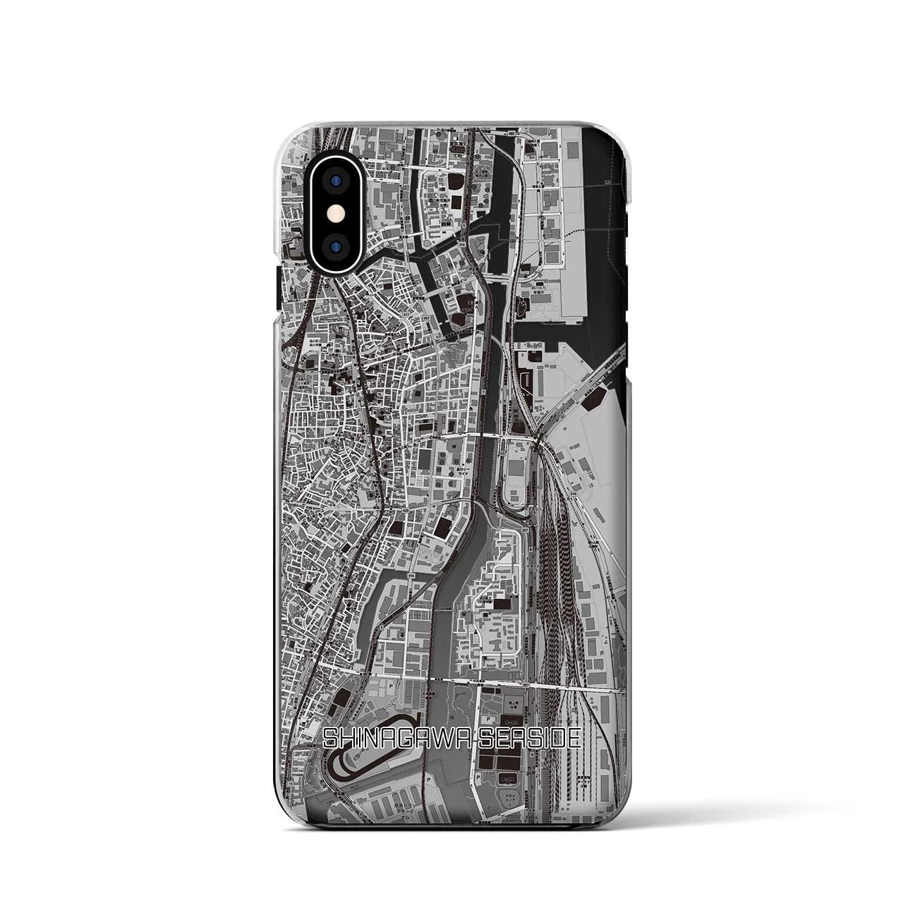 【品川シーサイド（東京都）】地図柄iPhoneケース（クリアタイプ）モノトーン・iPhone XS / X 用