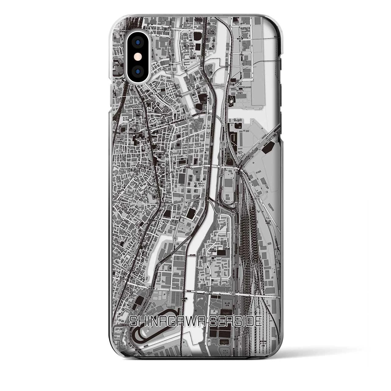 【品川シーサイド（東京都）】地図柄iPhoneケース（クリアタイプ）モノトーン・iPhone XS Max 用