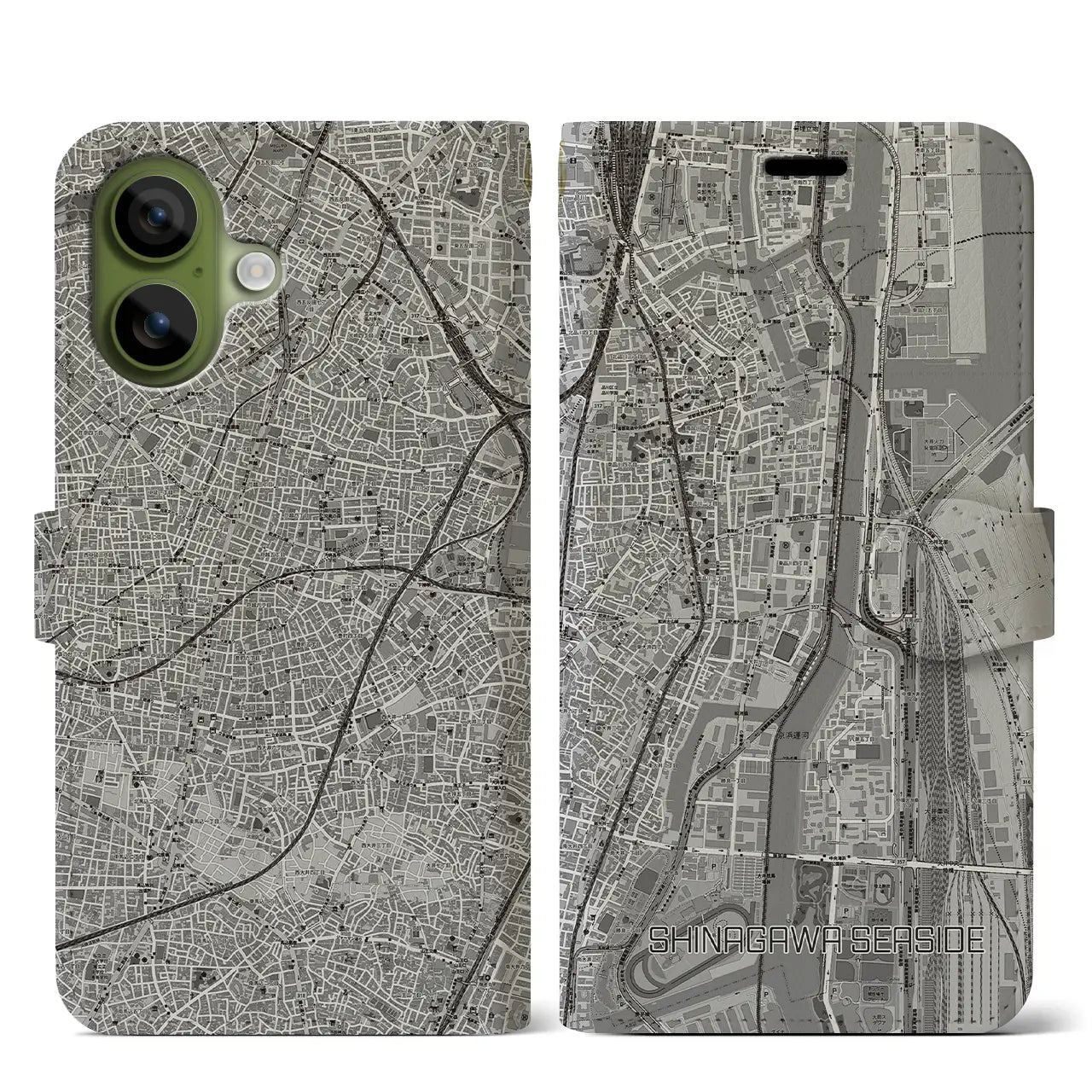 【品川シーサイド（東京都）】地図柄iPhoneケース（手帳タイプ）