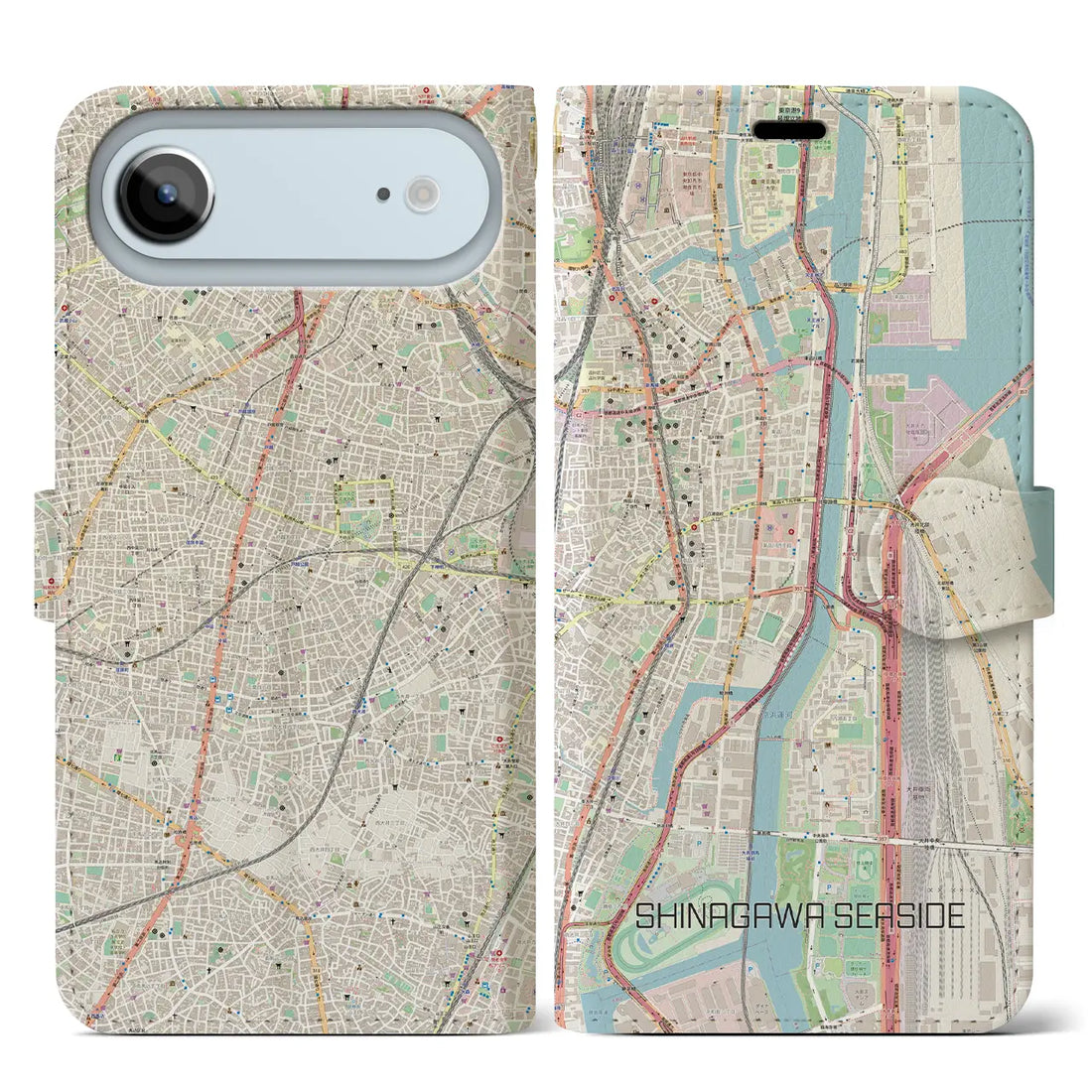 【品川シーサイド（東京都）】地図柄iPhoneケース（手帳タイプ）ナチュラル・iPhone 17 Pro Max 用