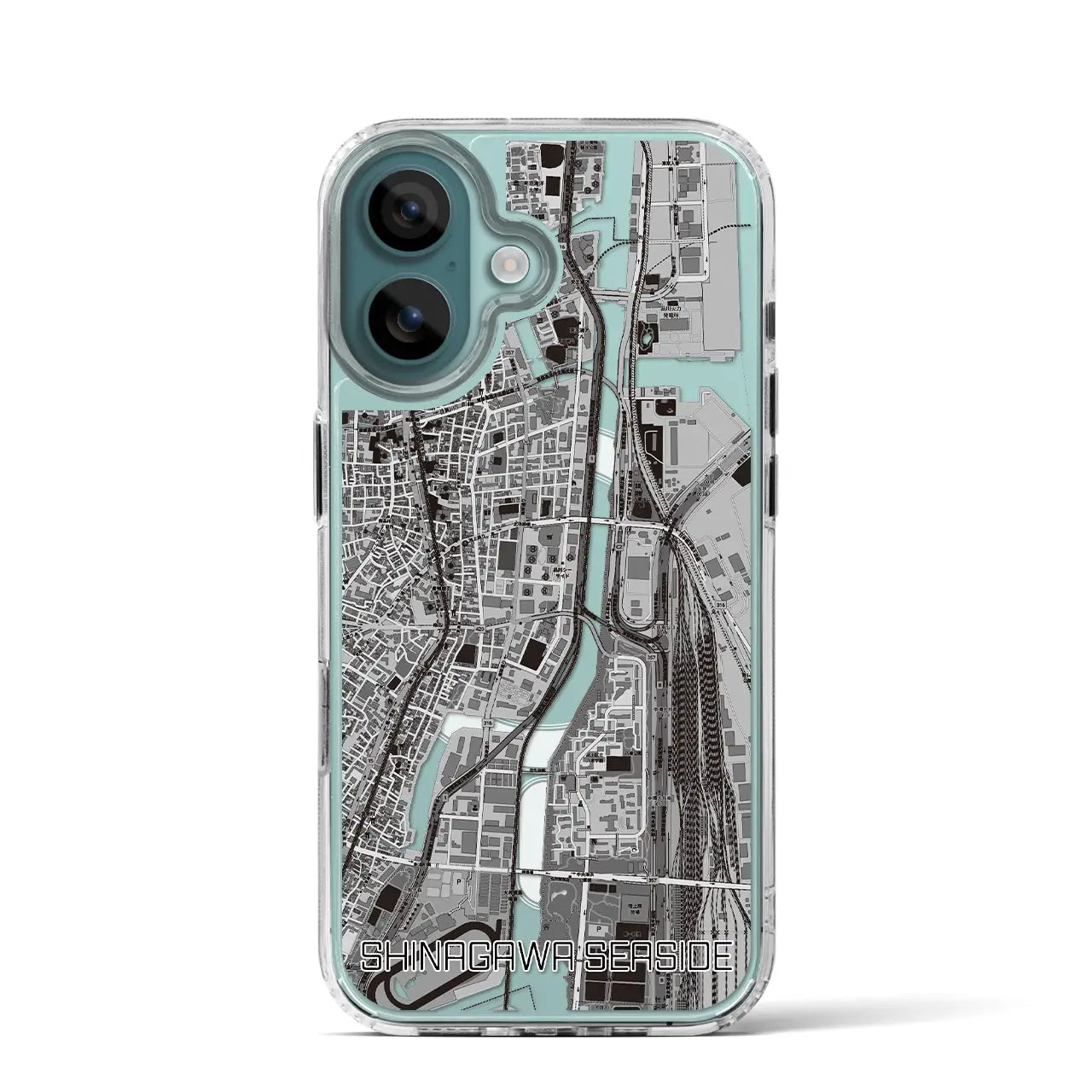 【品川シーサイド（東京都）】地図柄iPhoneケース（MagSafeタイプ）モノトーン・iPhone 16 Pro 用