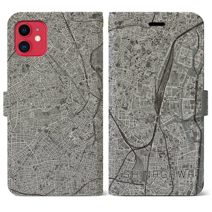 【品川（東京都）】地図柄iPhoneケース（手帳タイプ）モノトーン・iPhone 11 用