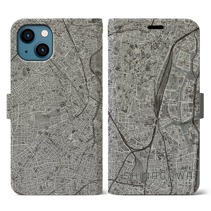 【品川（東京都）】地図柄iPhoneケース（手帳タイプ）モノトーン・iPhone 13 用