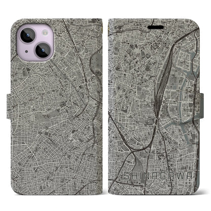 【品川（東京都）】地図柄iPhoneケース（手帳タイプ）モノトーン・iPhone 14 用