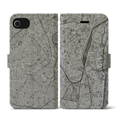 【品川（東京都）】地図柄iPhoneケース（手帳タイプ）モノトーン・iPhone SE（第3 / 第2世代） / 8 / 7 / 6s / 6 用