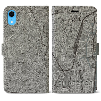 【品川（東京都）】地図柄iPhoneケース（手帳タイプ）モノトーン・iPhone XR 用