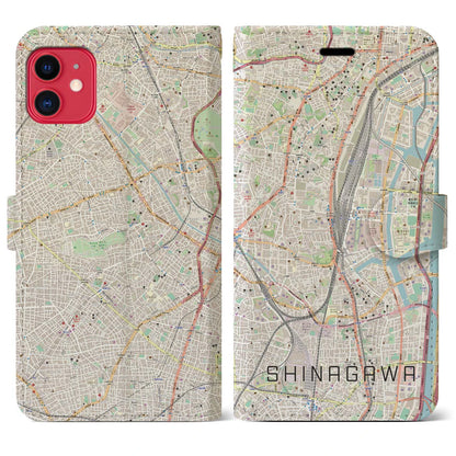 【品川（東京都）】地図柄iPhoneケース（手帳タイプ）ナチュラル・iPhone 11 用