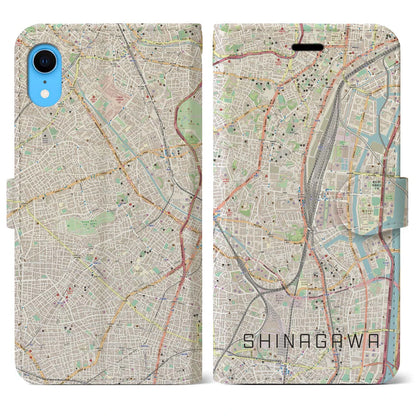 【品川（東京都）】地図柄iPhoneケース（手帳タイプ）ナチュラル・iPhone XR 用