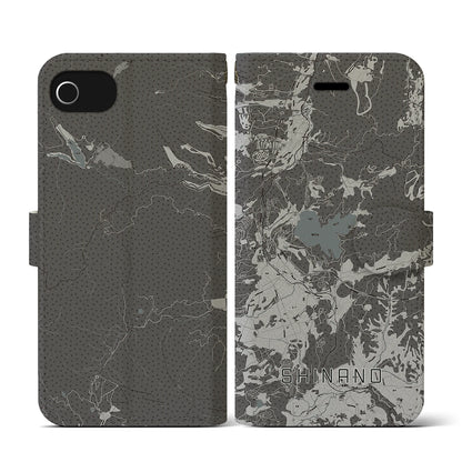 【信濃（長野県）】地図柄iPhoneケース（手帳タイプ）モノトーン・iPhone SE（第3 / 第2世代） / 8 / 7 / 6s / 6 用