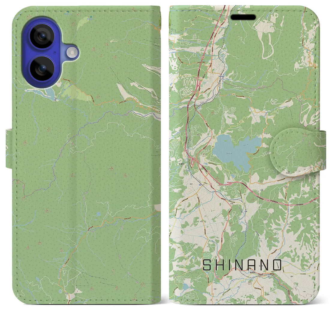 【信濃（長野県）】地図柄iPhoneケース（手帳タイプ）ナチュラル・iPhone 16 Pro Max 用