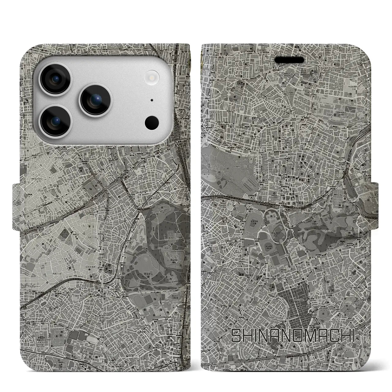 【信濃町（東京都）】地図柄iPhoneケース（手帳タイプ）