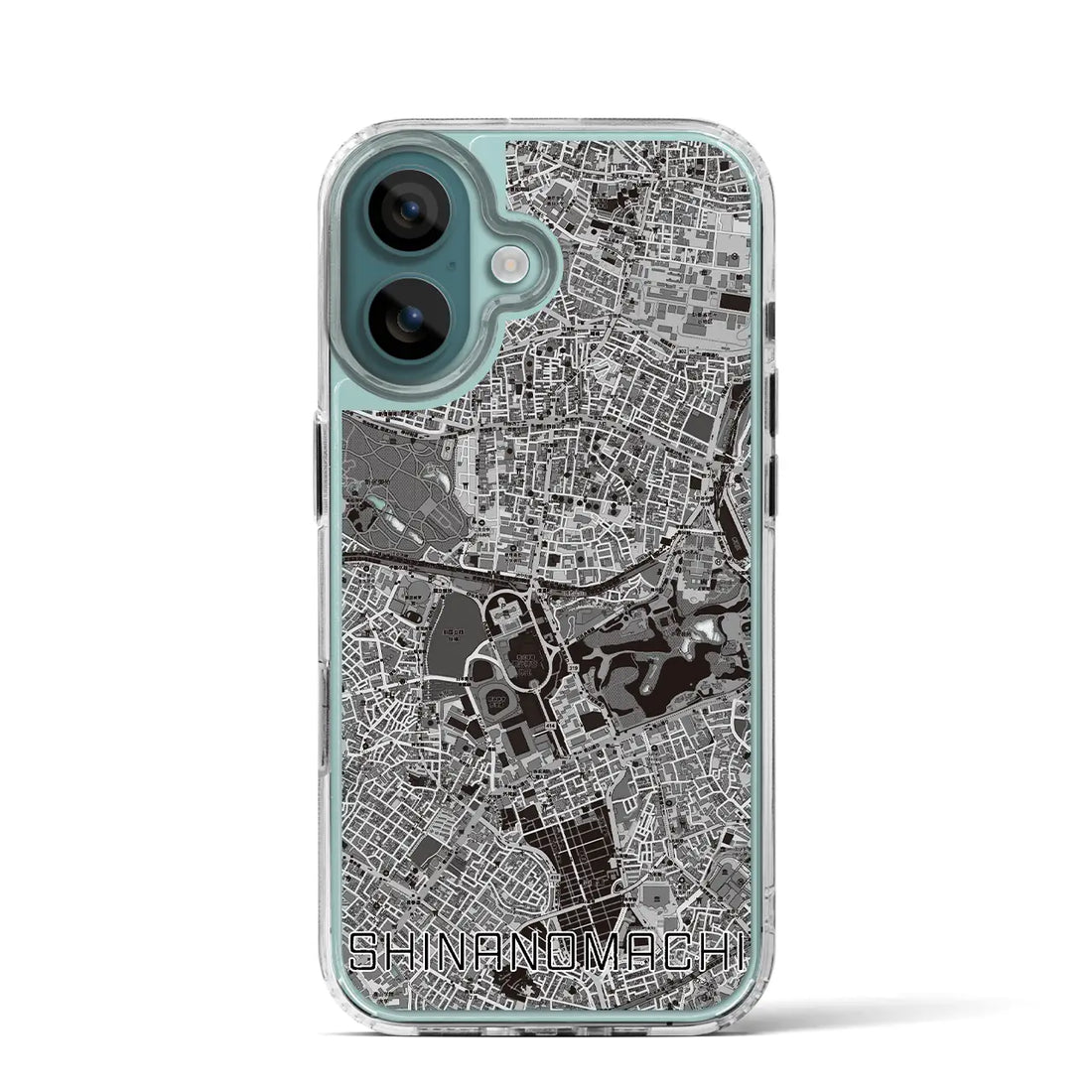 【信濃町（東京都）】地図柄iPhoneケース（MagSafeタイプ）モノトーン・iPhone 16 Pro 用