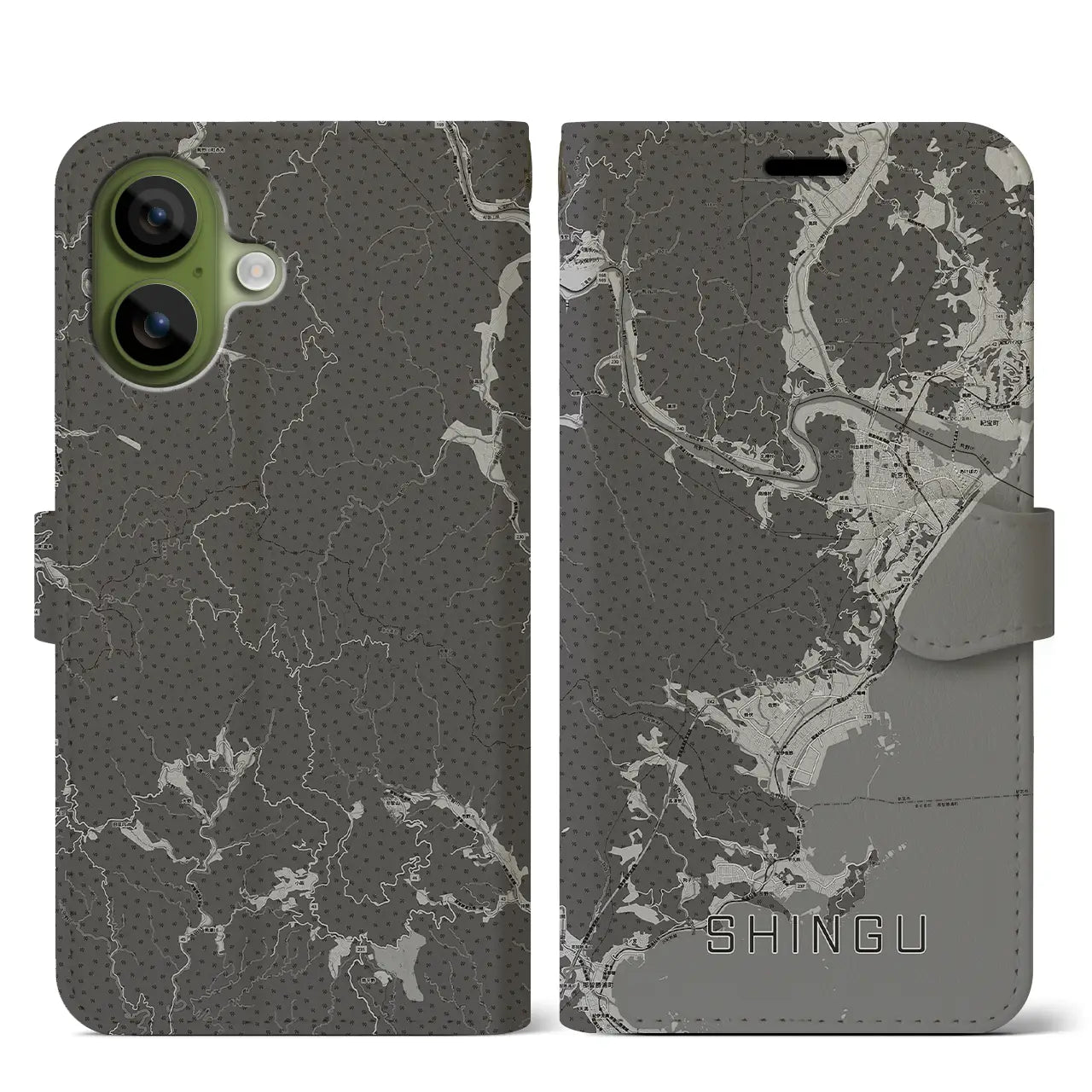 【新宮（和歌山県）】地図柄iPhoneケース（手帳タイプ）