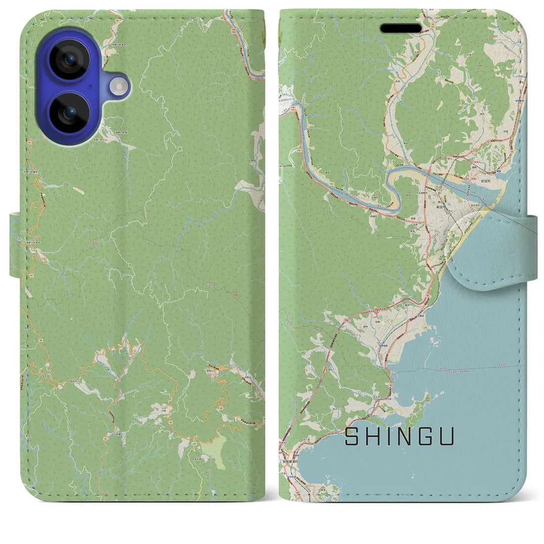 【新宮（和歌山県）】地図柄iPhoneケース（手帳タイプ）ナチュラル・iPhone 16 Pro Max 用