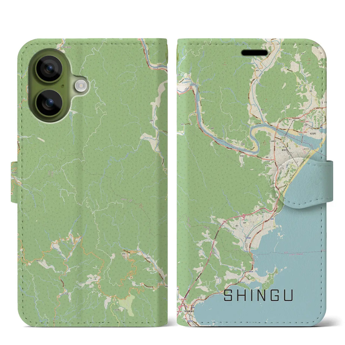 【新宮(和歌山県)】地図柄iPhoneケース(手帳タイプ)ナチュラル・iPhone 17 Pro Max 用