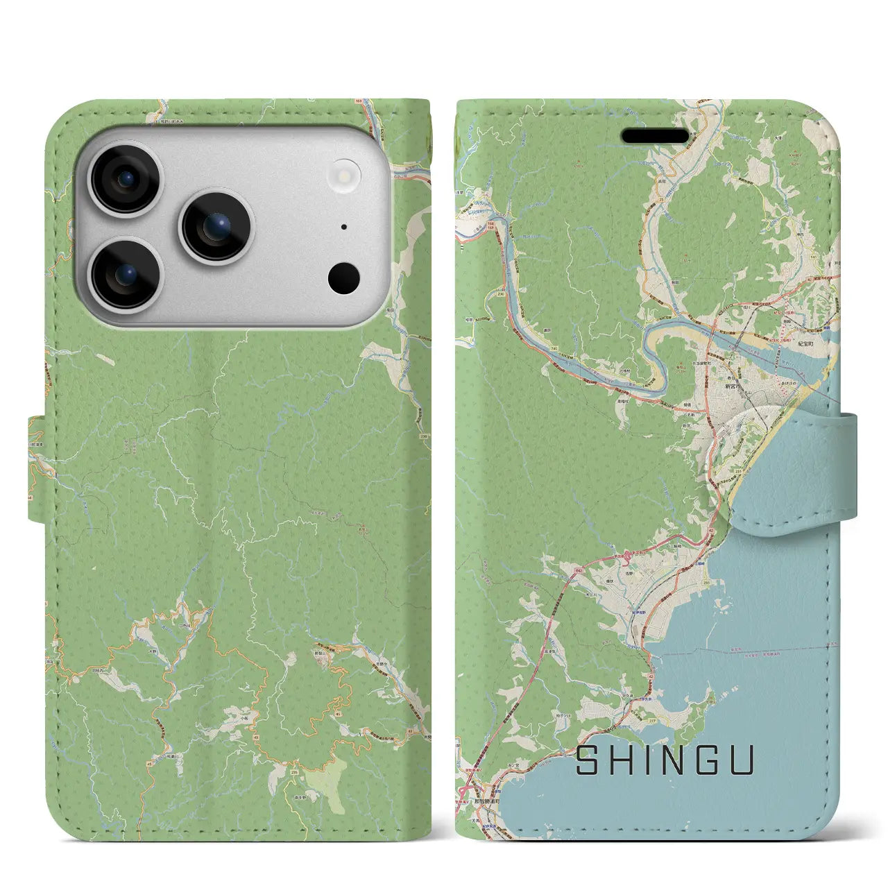 【新宮（和歌山県）】地図柄iPhoneケース（手帳タイプ）